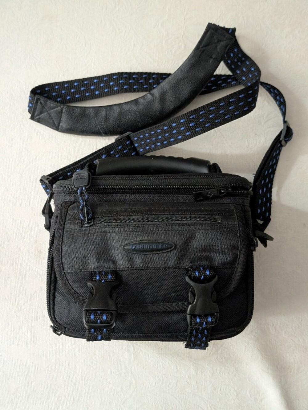 Samsonite Black with Blue Accent Messenger Sling Bag